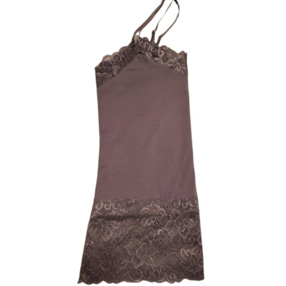 White House Black Market Gray Wide Lace Hem Long Camisole Size M - Picture 4 of 6
